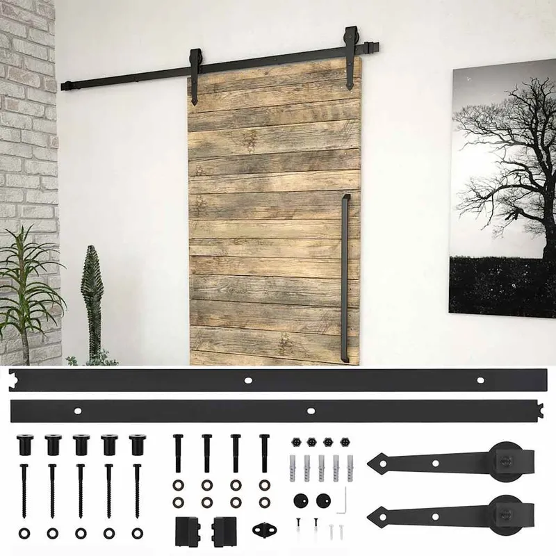 Schiebetürbeschlag-Set SKIEN 200 cm Stahl nero