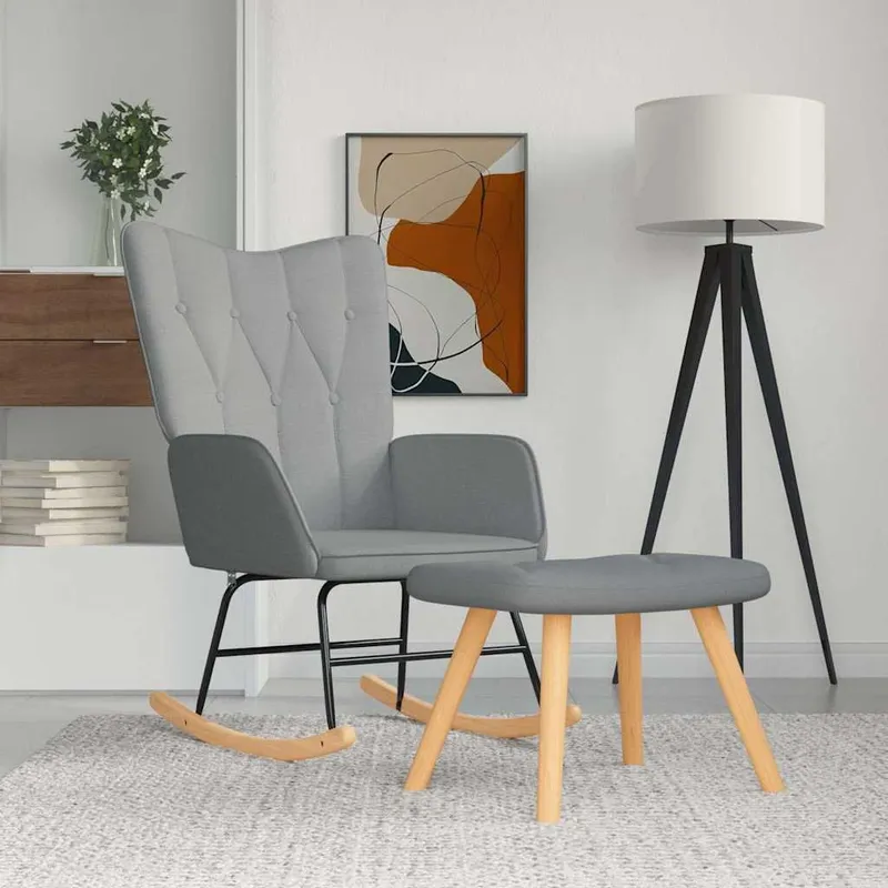 Schaukelsessel mit Hocker Hellgrau fabric