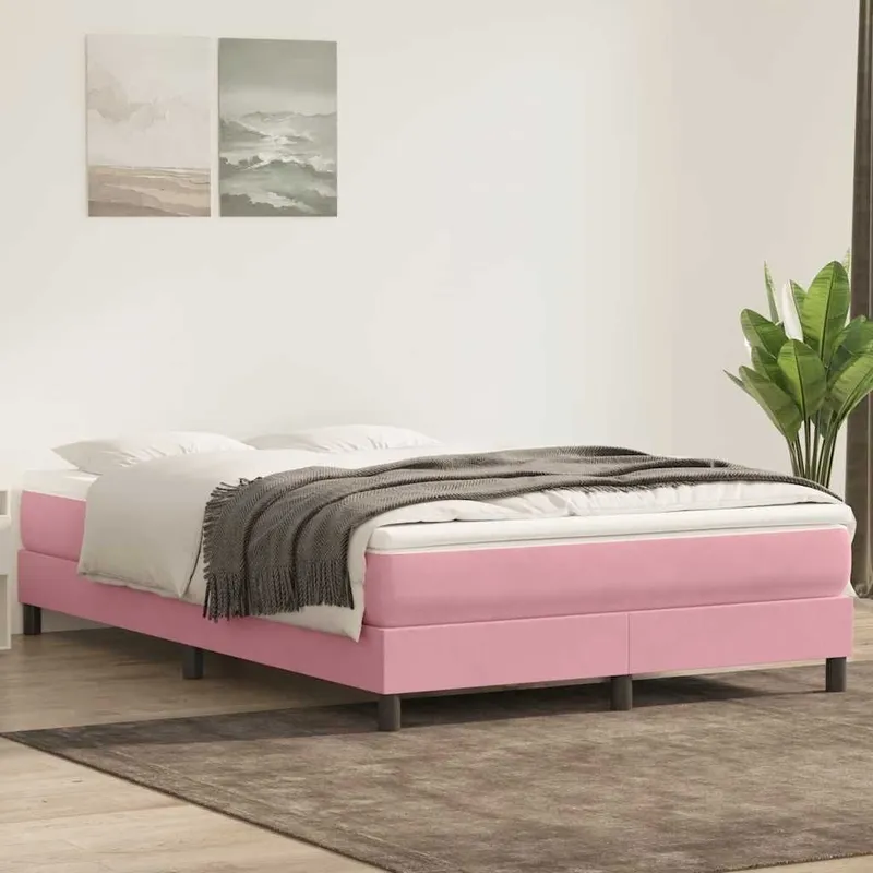 letto boxspring senza materasso rosa 140x220 cm velluto