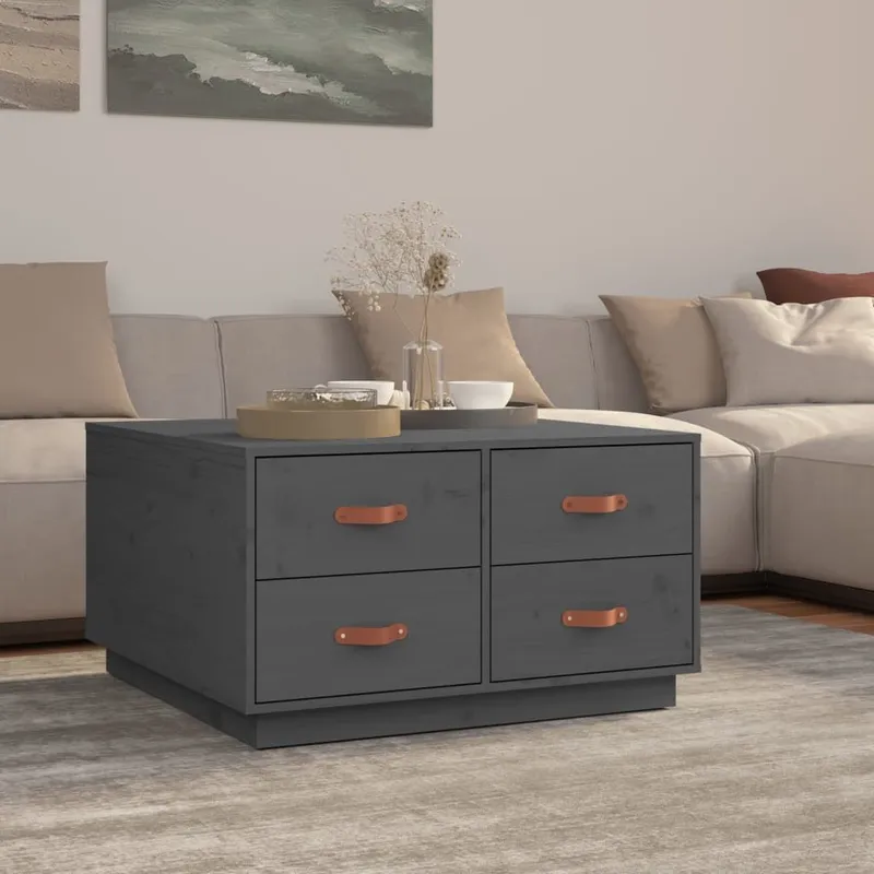 Couchtisch grigio 80x80x45 cm legno massiccio pino
