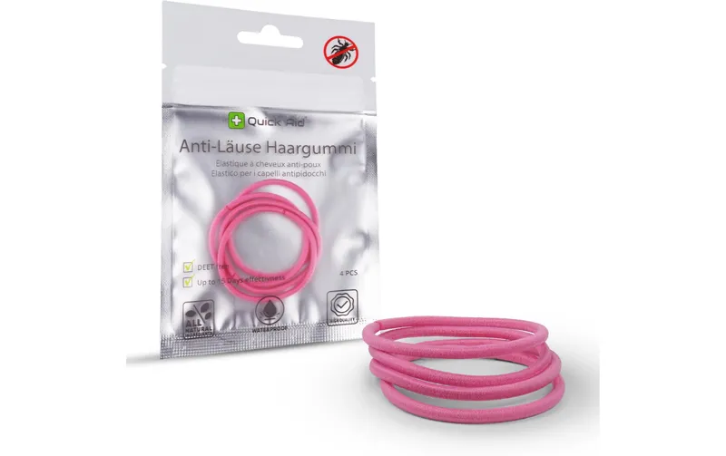 Quick Aid Insektenabwehr Anti-Läuse Haargummi pink 4 pezzi