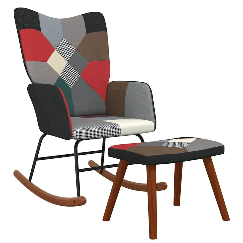 Schaukelstuhl mit Hocker Patchwork fabric