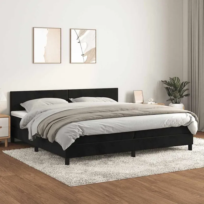 letto boxspring mit Matratze nero 200x200 cm Samt