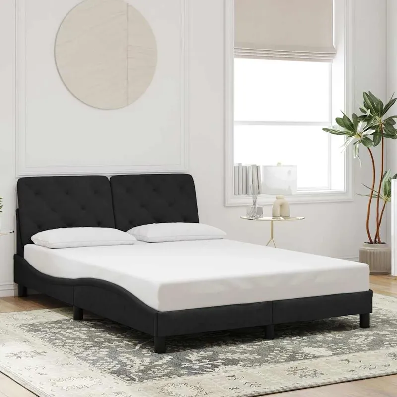 struttura letto senza materasso nero 140x200 cm velluto