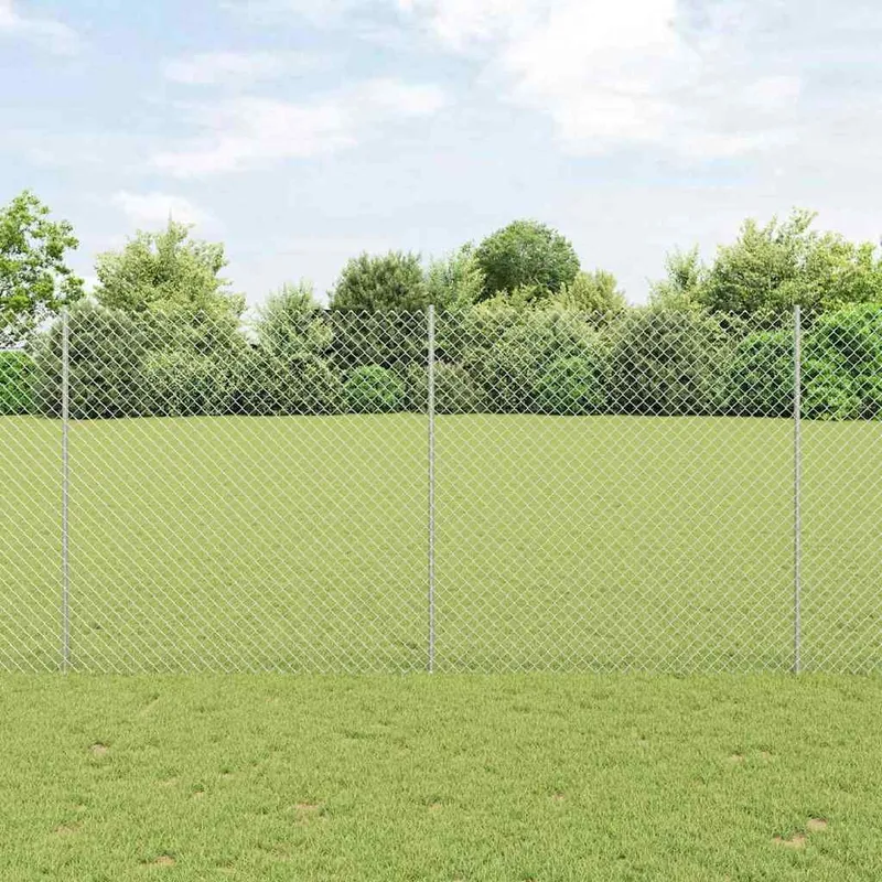 Clôture grillagée avec poteau 10 x 1,6 m Acier galvanisé Maille