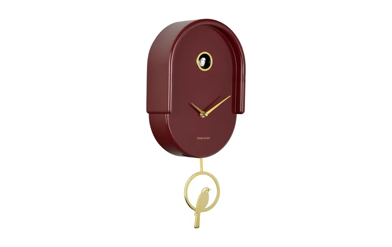 KARLSSON Wanduhr Tweet Burgundy Red