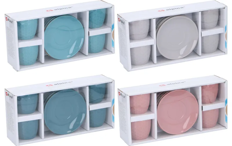 alpina Espresso-Set mit Untertassen 4 pièces, Assortiert