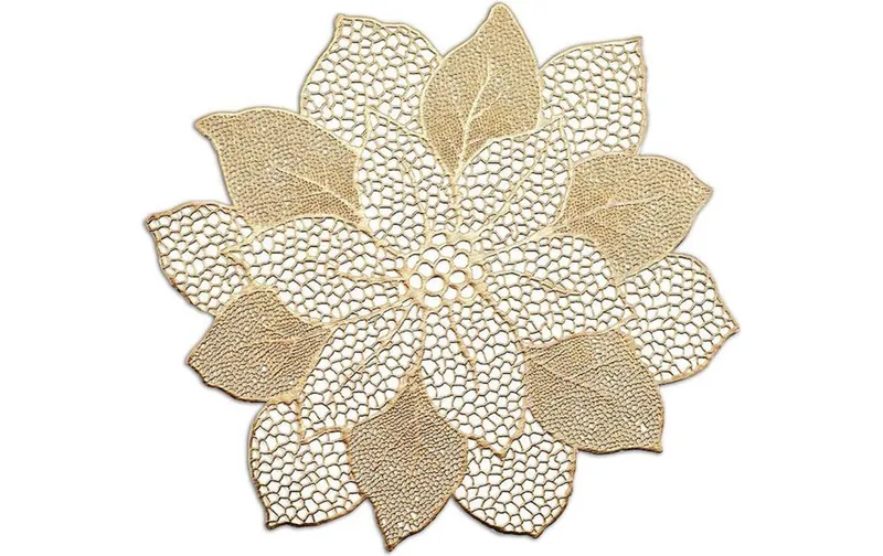 Zeller Present Tischset Flower 47 cm x 47 cm, Gold