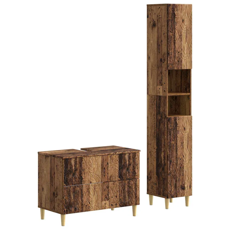 2-teiliges Badezimmer Schrank Set DELFT Altholz derivato del legno