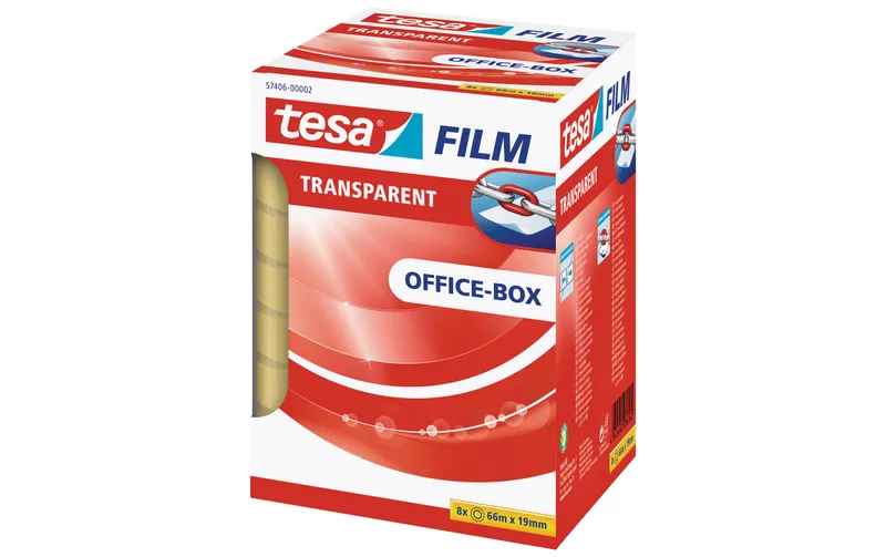 tesa Klebeband 19 mm x 66 m, trasparente, 8 Rollen