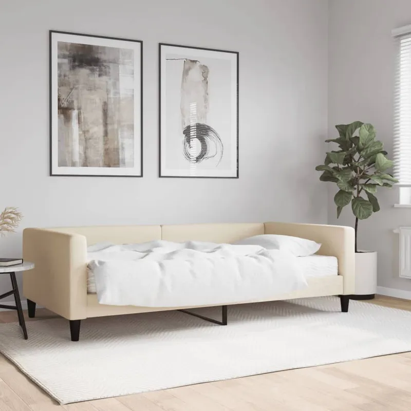 Tagesbett mit Matratze Creme 100x200 cm tessuto
