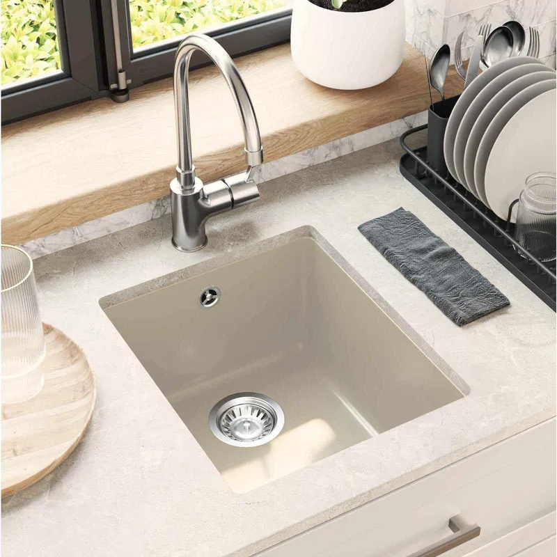 Waschbecken 80% Quarz und 20% Harz 370 x 460 mm Beige