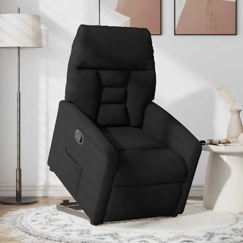 Relaxsessel mit Aufstehhilfe black Mikrofasergewebe
