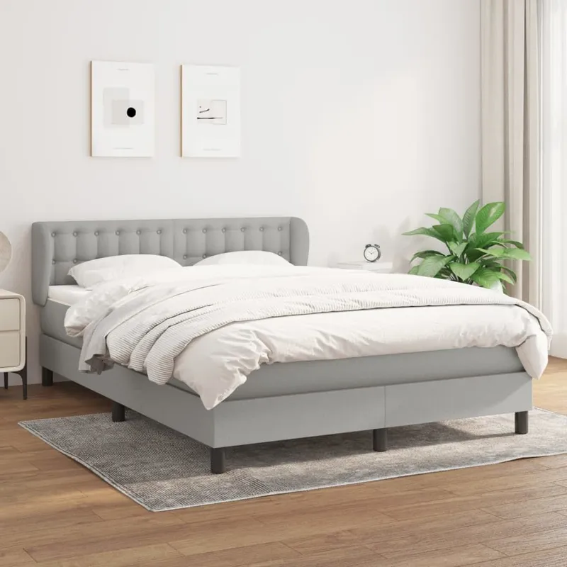letto boxspring mit Matratze Hellgrau 140x190 cm tessuto