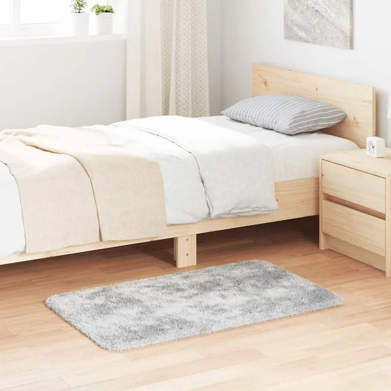 Teppich Shaggy Hochflor NAVARRA Silbergrau 60x100 cm Polyester