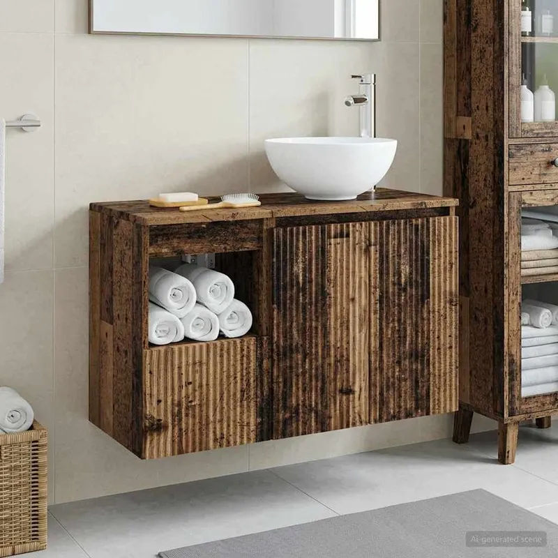 Badezimmermöbel-Set 2 stk. Altholz derivato del legno