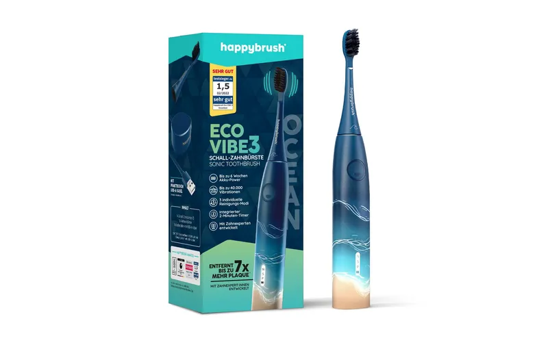 happybrush Schallzahnbürste StarterKit Eco VIBE 3 Ocean