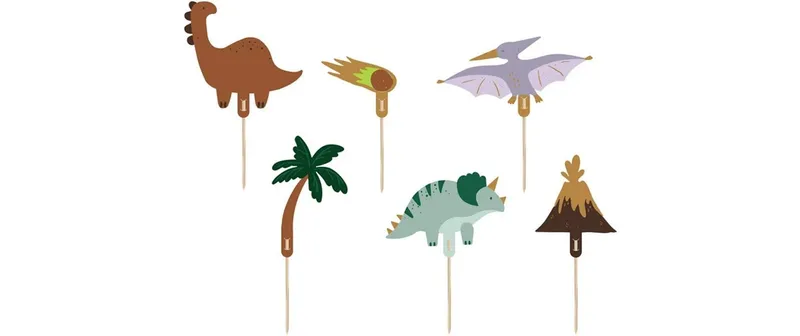 Partydeco Kuchen-Topper Dinosaurier mix, 8-12 cm, 6 pezzi