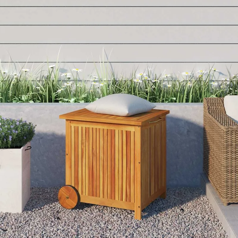 Gartentruhe mit Rollen 60x50x58 cm legno massiccio acacia