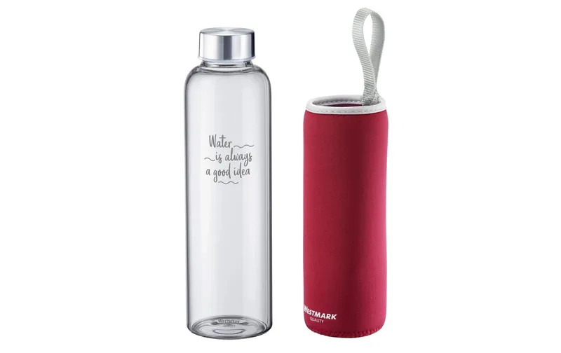 Westmark Trinkflasche Viva aus Glas 550 ml, Rot