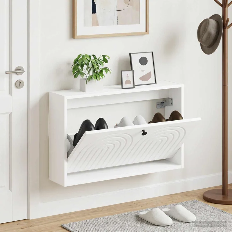 Wandmontierter Schuhschrank ALKMAAR 71 x 17 x 43 cm Weiß