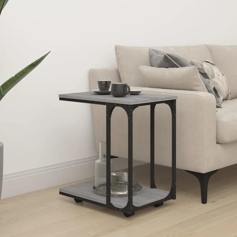 Beistelltisch mit Rollen grigio Sonoma 50x35x55,5cm derivato del legno