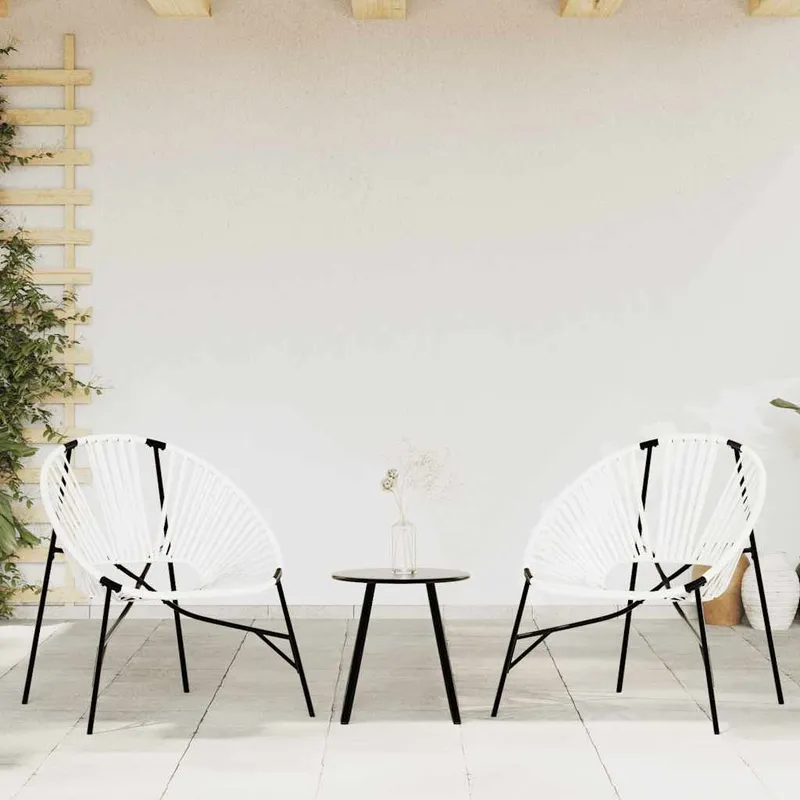 Lot de 3 Chaise de jardin noir et blanc résine tressée