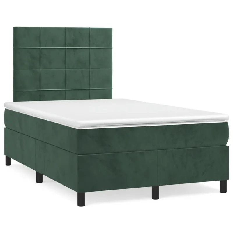 letto boxspring mit Matratze Dunkelgrün 120x190 cm Samt