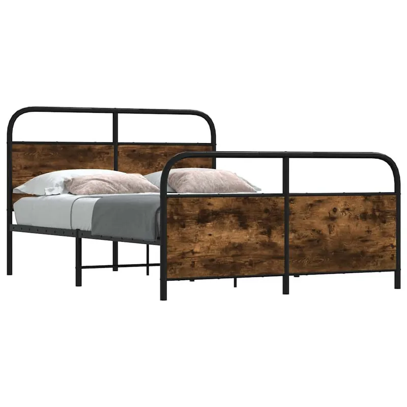 letto in metalloo senza materasso rovere affumicato 137x190 cm