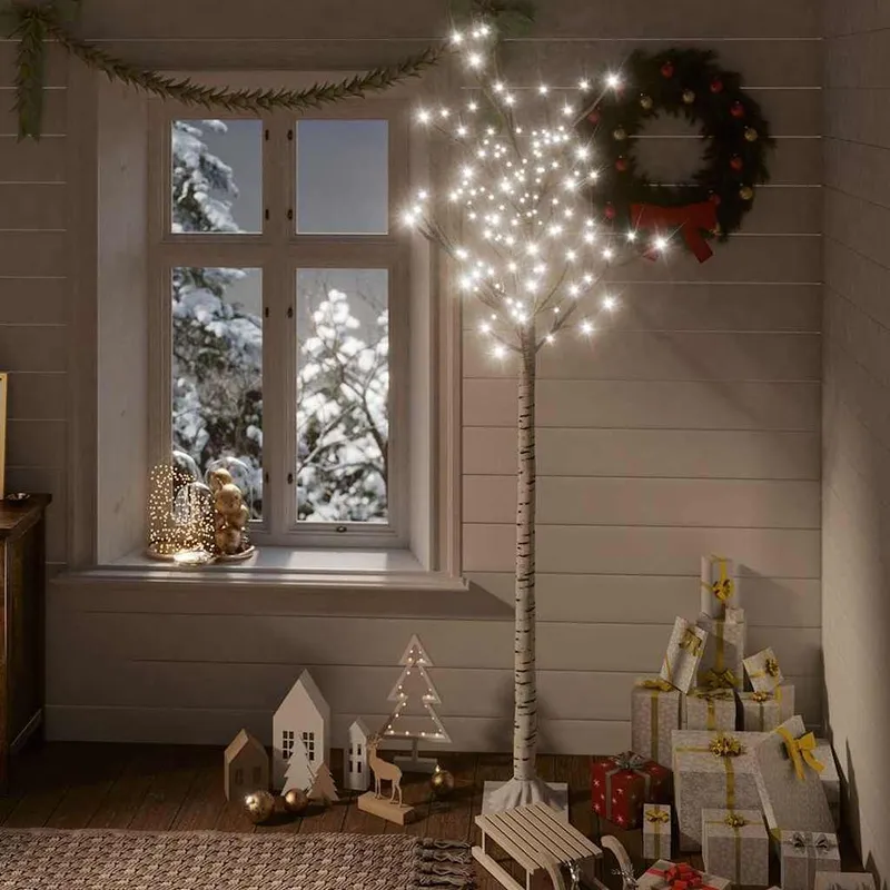 Albero di Natale 200 LED 1,8 m Freddo Bianco Interni/Esterni