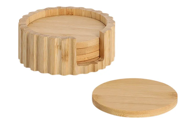 Zeller Present Glasuntersetzer Set Bambus Ø 12 x 4.7 cm, 6-teilig