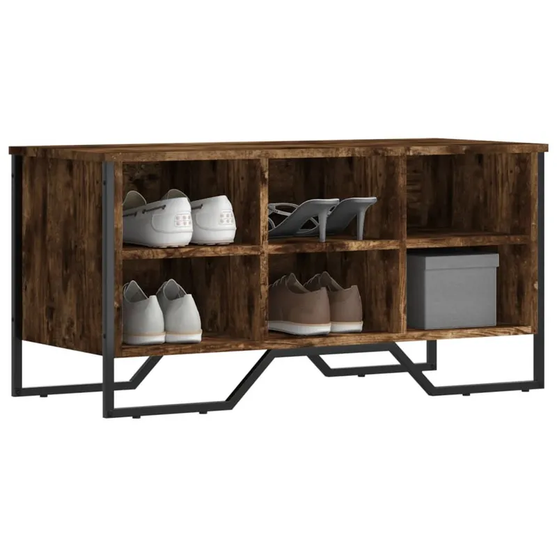 Armoire à chaussures chêne fumé 90x38x45,5 cm bois d'ingénierie