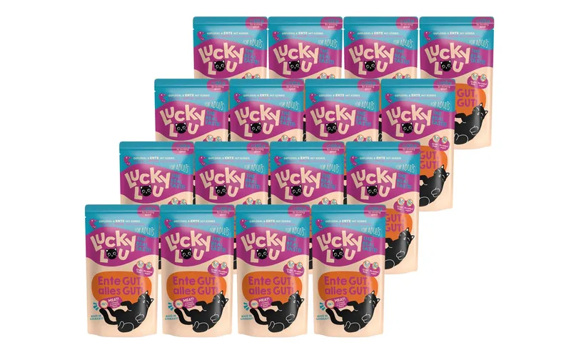 Lucky Lou Nassfutter Lifestage Adult Geflügel & Ente, 16 x 125 g