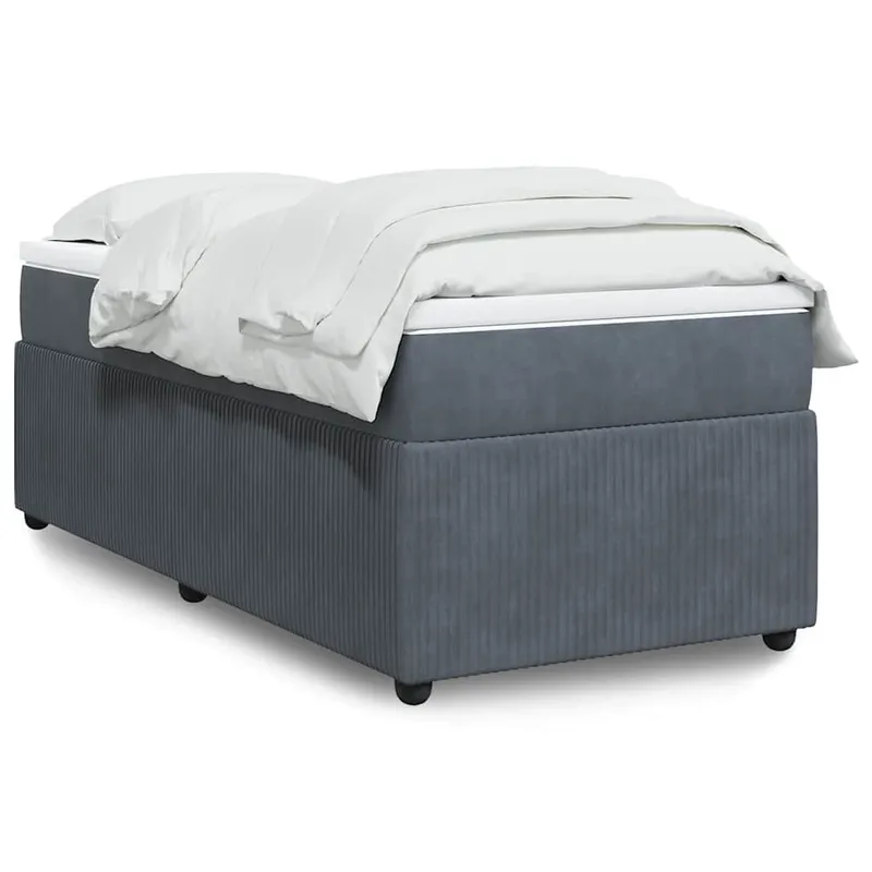 letto boxspring mit Matratze Dunkelgrau 80x200 cm Samt