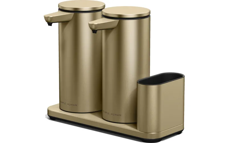 Simplehuman Sensorspender con Caddy Dual Sensor Pump 2 x 414 ml, Gold