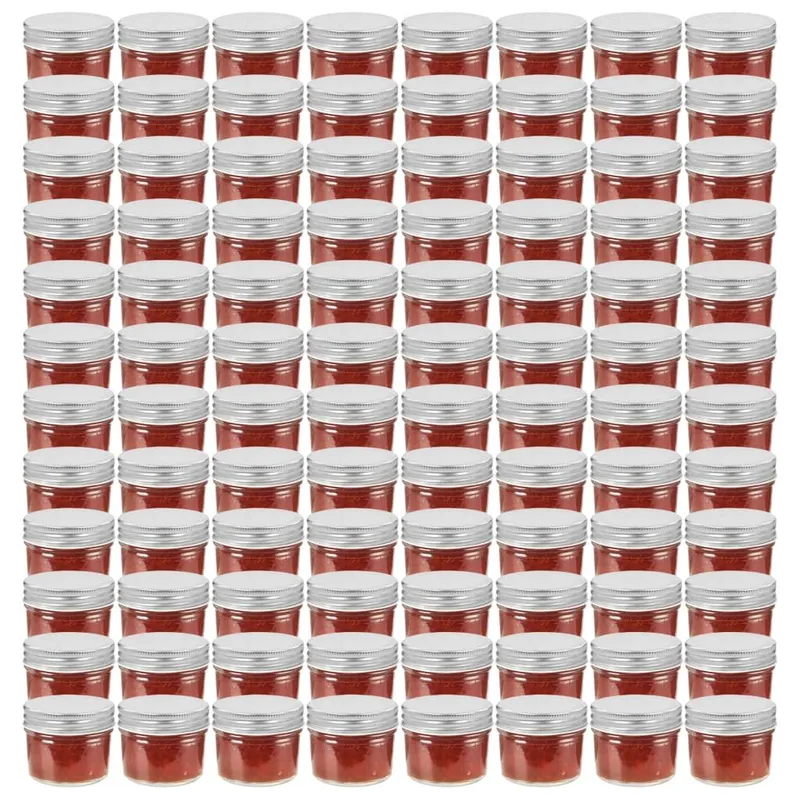 Marmeladengläser mit Silbernen Deckeln 96 Stk. 110 ml