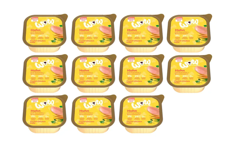 WOW Nassfutter Junior Huhn Schale, 11 x 150 g