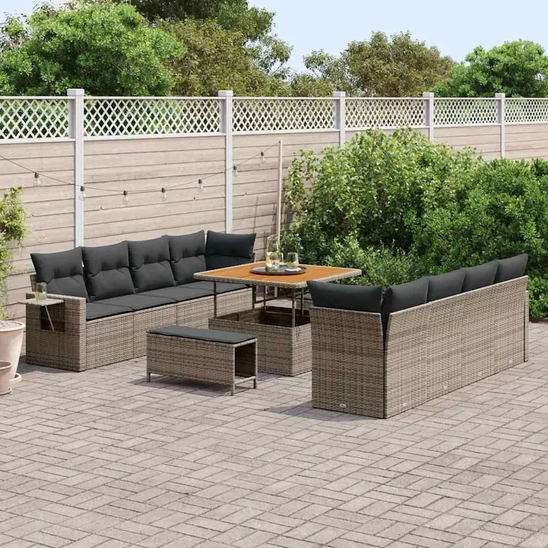 Gartensofa-set Grau Poly-Rattan