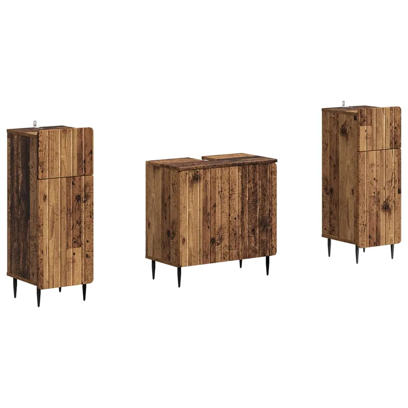 Ensemble de 2 meubles de salle de bain ZWOLLE Bois ancien