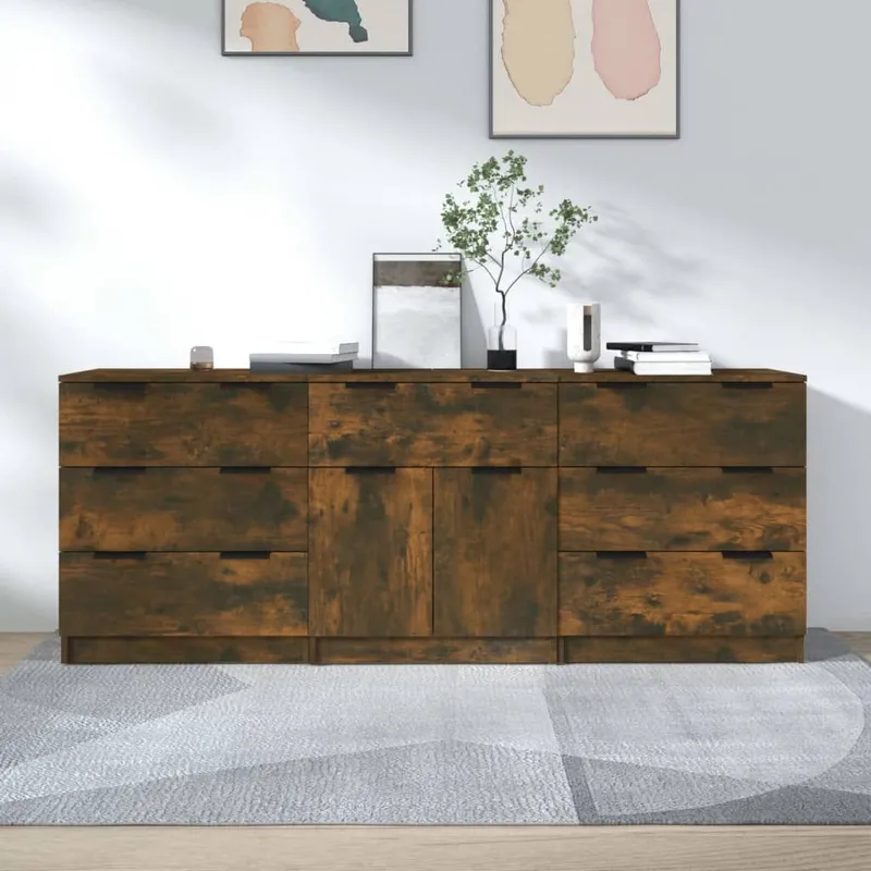 3-tlg. Sideboards Räuchereiche derivato del legno