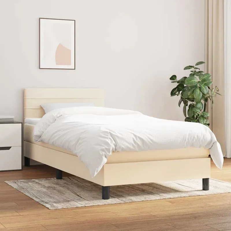 letto boxspring mit Matratze Creme 80x200 cm tessuto