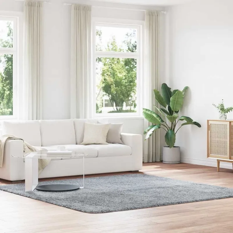 Teppich Shaggy Hochflor NAVARRA Hellgrau 240x240 cm Polyester