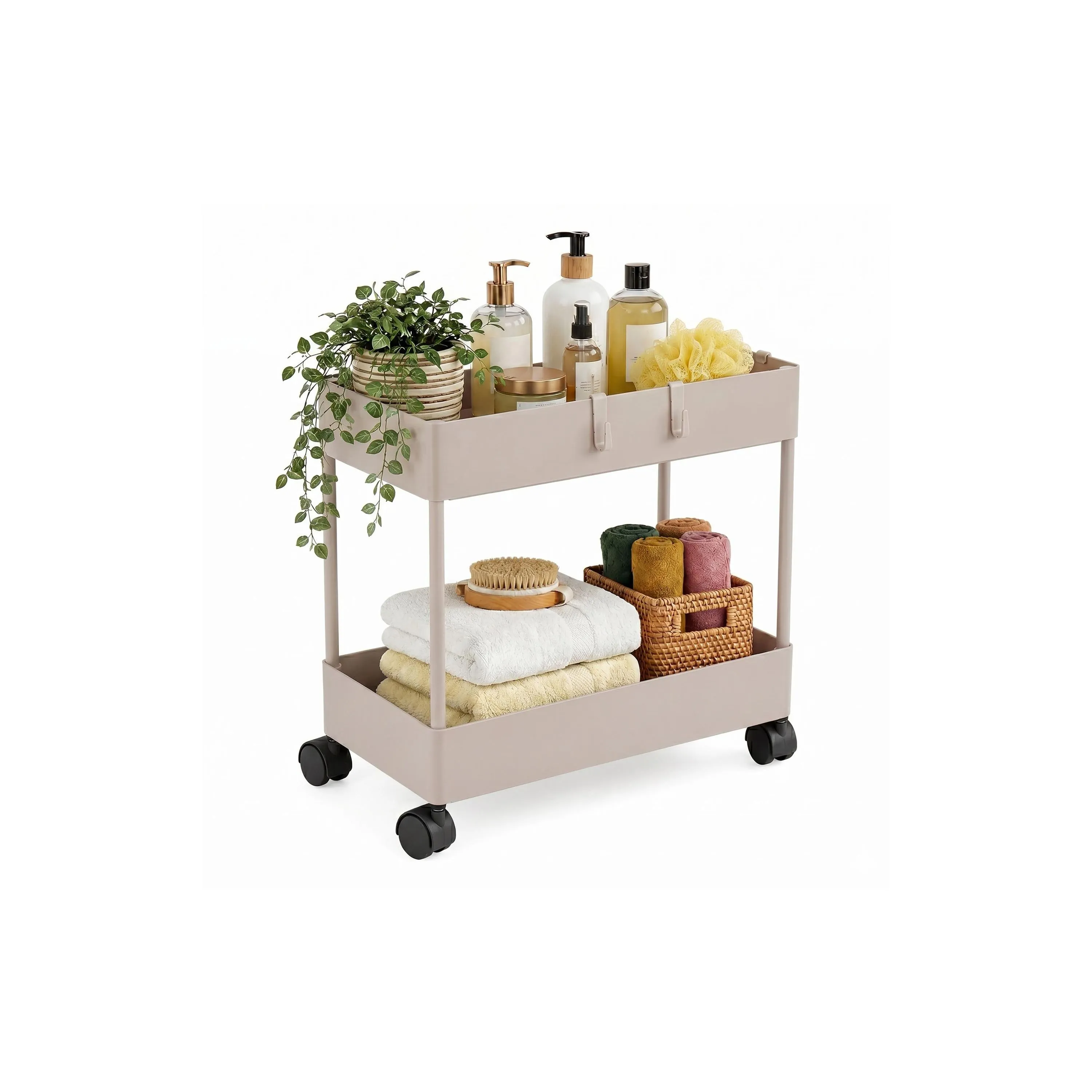 relaxdays Küchenwagen Küchenwagen 39.5 x 38 x 21.5 cm, Beige