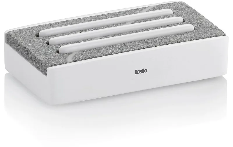Kela Seifenschale Cube grey/white