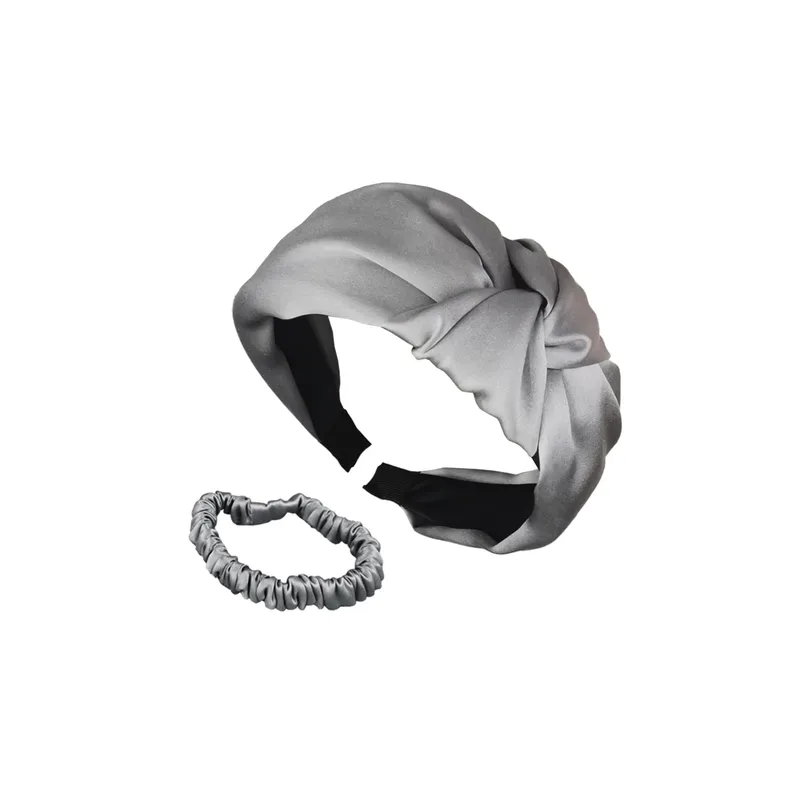 Set di fascia e elastici per capelli Ailoria, seta di moro, grigio