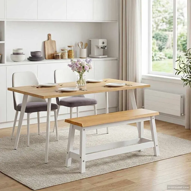 Esstischbank EKAI white 91,5 x 29 x 45,5 cm solid pine wood