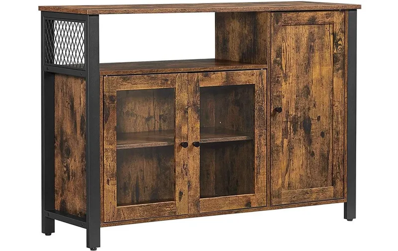 VASAGLE Sideboard mit 3 Türen 110 x 75 cm, noir/brun