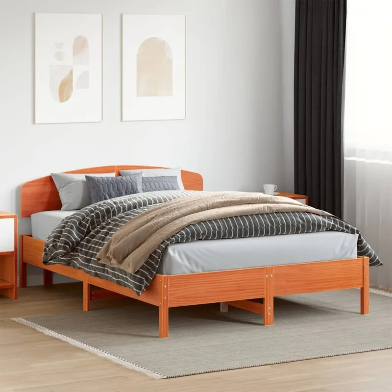 letto in legno massiccio senza materasso marrone cerato 120x200 cm legno di pino