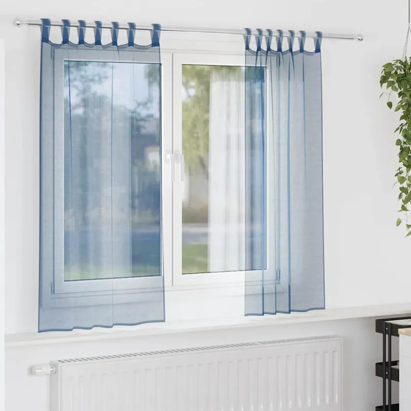 Voile Vorhänge con Schlaufen 2 pz. Königsblau 140x175 cm