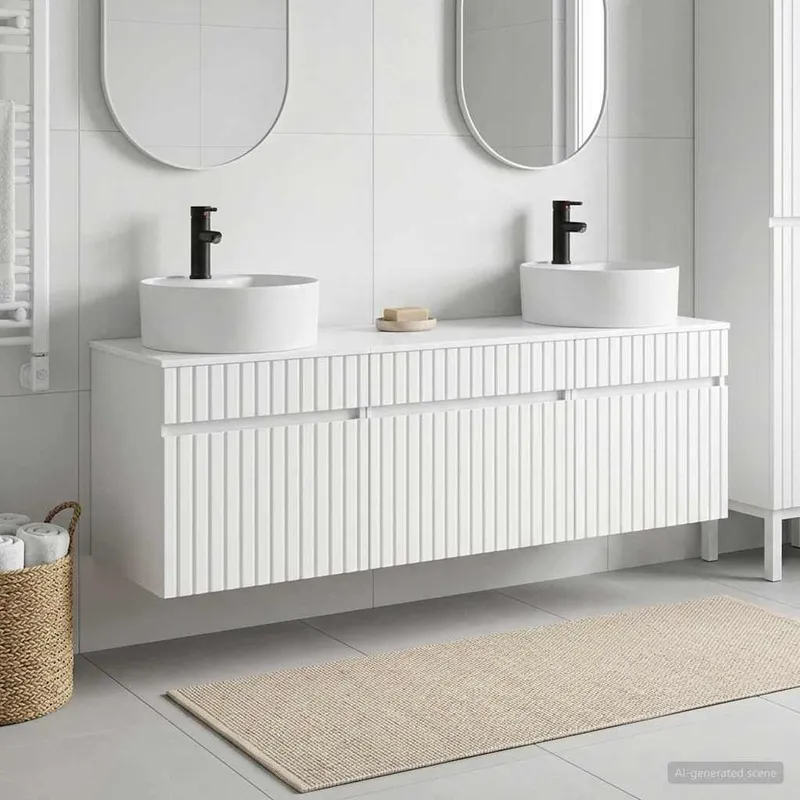 Badezimmerschrank-Set 3 stk. Hochglanz Weiß 49 x 44,5 x 65 cm